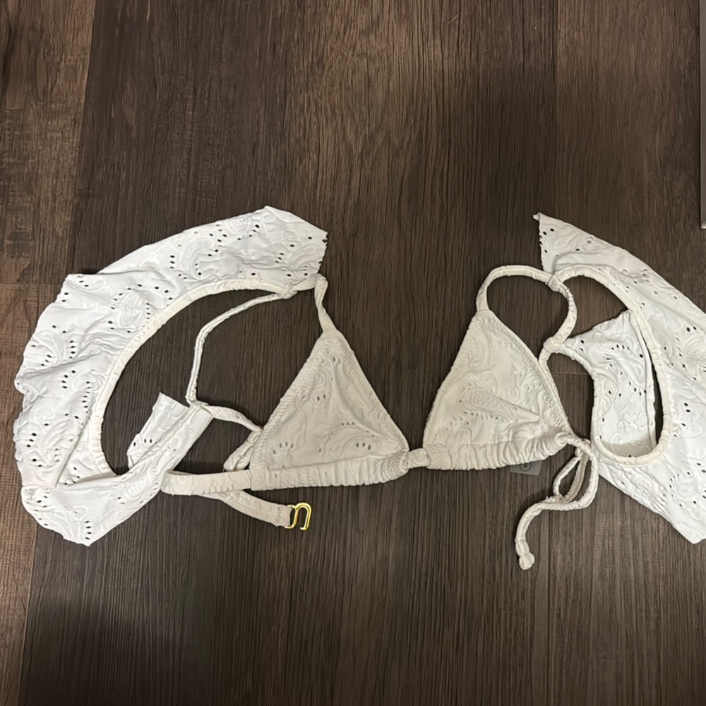 Montce White Eyelet Triangle Bikini Top